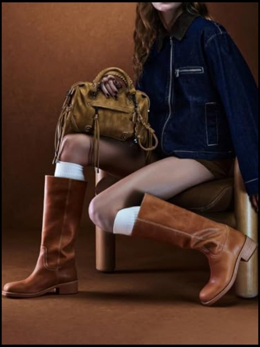 Knee High Boots Square Toe Chunky Block Heel Tall Boots Comfortable Low Heel - Picture 3 of 7